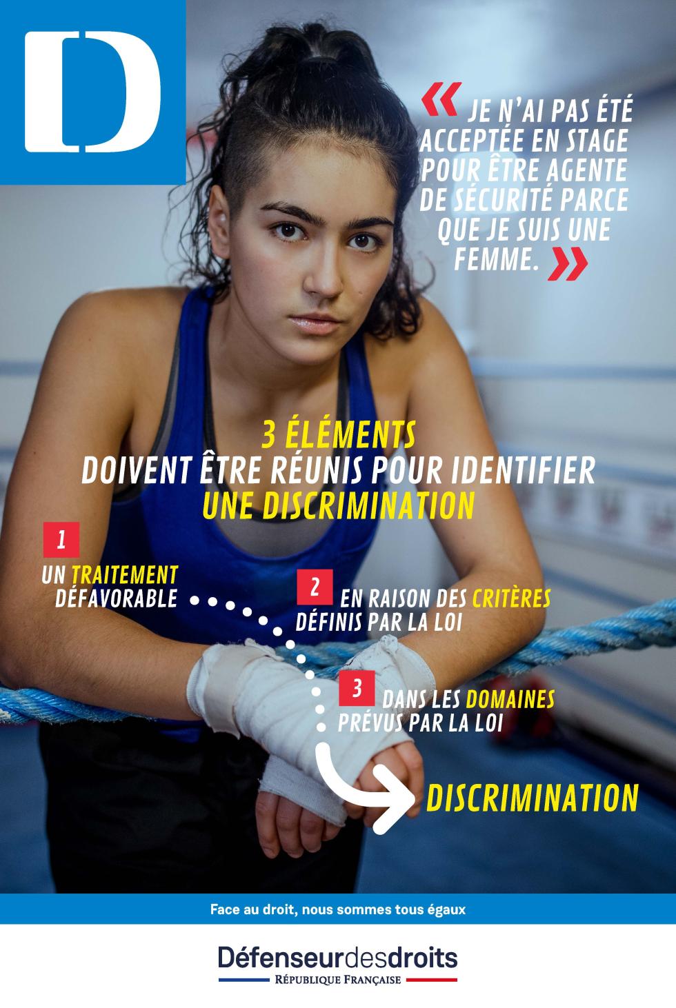 Affiche - qu'est ce qu'une discrimination ? Photo d'une jeune fille 